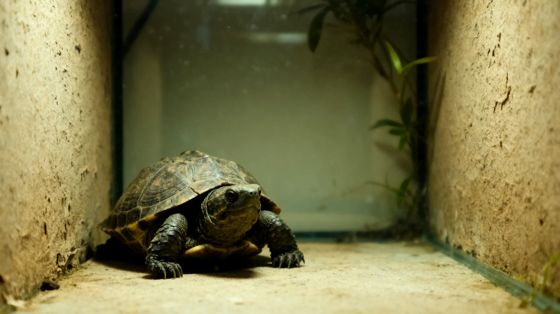 Schildkröten in Wohnungshaltung zeigen häufig Stresssymptome durch unzureichende Raumgröße, falsche Beleuchtung und mangelnde Möglichkeiten für natürliches Verhalten, was zu Lethargie, Appetitlosigkeit und geschwächtem Immunsystem führt"